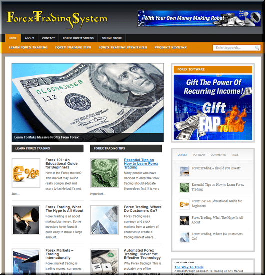 Forex Trading System Ready-Made Website