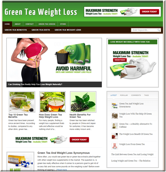 Green Tea Weight Loss Ready-Made Website