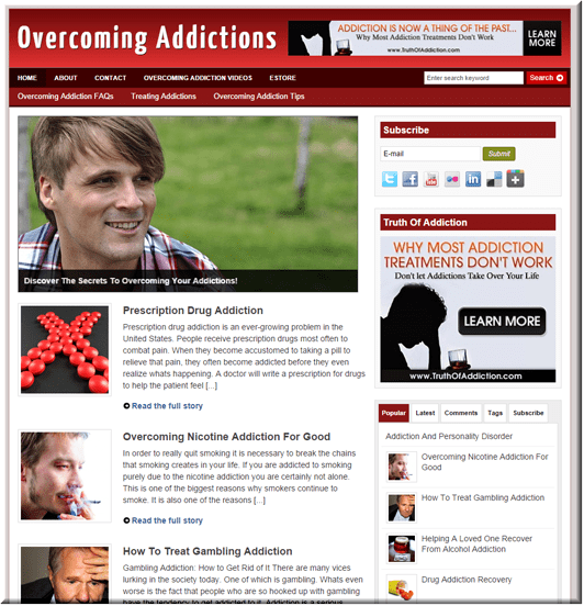 Overcoming addiction ready-made website