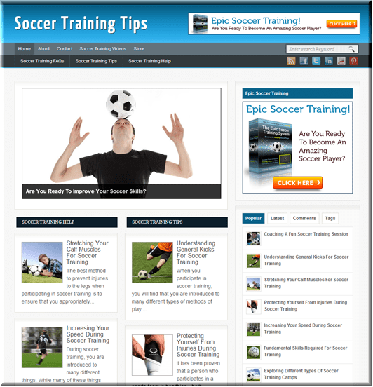 Soccer Training Tips Ready-Made Website