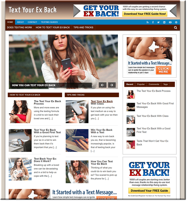 Text Your Ex Back Ready-Made Website