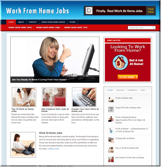 Work From Home Jobs Ready-Made Website